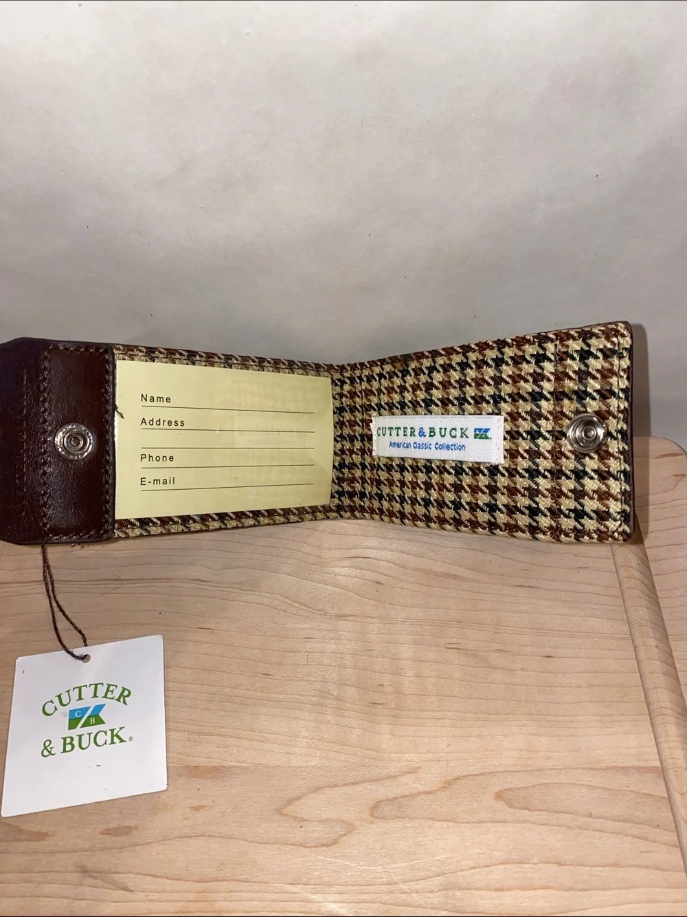 Cutter & Buck Brown Leather Luggage Tag with United Embossing